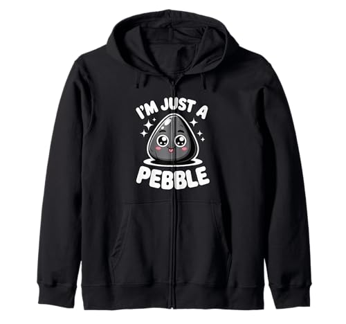 Lustiger niedlicher Spruch I Am Just A Pebble Kawaii Rock Damen Herren Kapuzenjacke von Adorable Cartoon Stone Humor Playful Collector Gag