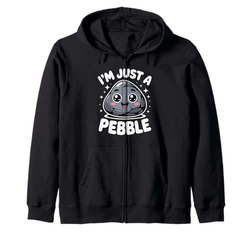 Lustiger niedlicher Spruch I Am Just A Pebble Kawaii Rock Damen Herren Kapuzenjacke von Adorable Cartoon Stone Humor Playful Collector Gag