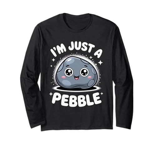 Lustiger niedlicher Spruch I Am Just A Pebble Kawaii Rock Damen Herren Langarmshirt von Adorable Cartoon Stone Humor Playful Collector Gag