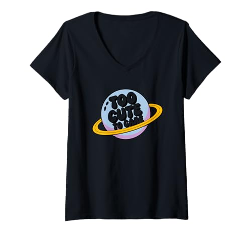 Damen Der Planet Saturn Whimsy ist zu süß, um sich darum zu kümmern T-Shirt mit V-Ausschnitt von Adorable Cosmic Expressions Universe Charm