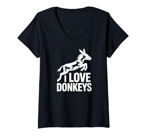 Damen I Love Donkeys Lustiges Tier-Zitat T-Shirt mit V-Ausschnitt Damen I Love Donkeys Lustiges Tier-Zitat T-Shirt mit V-Ausschnitt von Adorable Donkey Lovers Fun Quotes