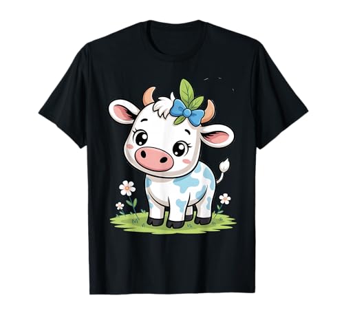 Niedliche Kawaii-Kuh-Baby mit Schleife Cartoon-Tierkunst T-Shirt Niedliche Kawaii-Kuh-Baby mit Schleife Cartoon-Tierkunst T-Shirt von Adorable Farm Animal Kawaii Cow Gifts & Apparel