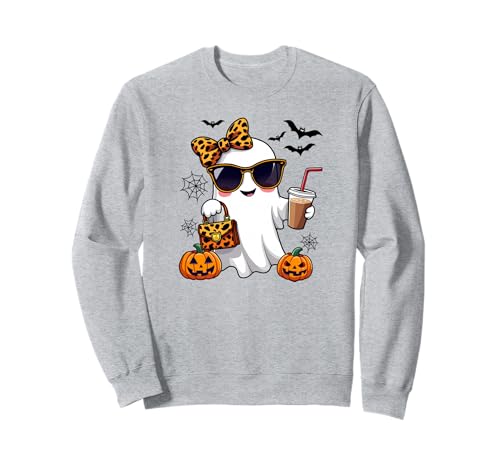 Kokette Leopard Ghost Girl Kaffee Halloween Bougie Woman Sweatshirt Kokette Leopard Ghost Girl Kaffee Halloween Bougie Woman Sweatshirt von Adorable Ghost Girls For Halloween And Autumn