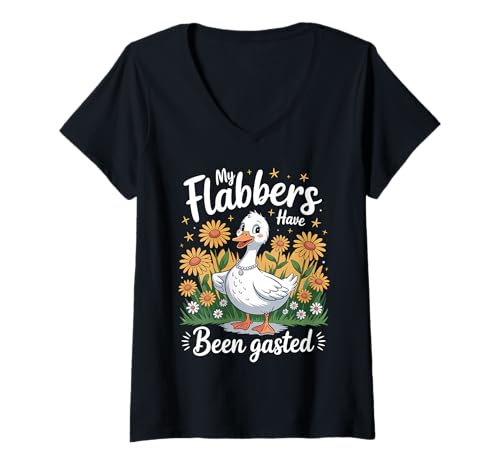 Damen Niedliche Gans mit Perlen, Gänseblümchen, lustiges Bauernhoftier T-Shirt mit V-Ausschnitt Damen Niedliche Gans mit Perlen, Gänseblümchen, lustiges Bauernhoftier T-Shirt mit V-Ausschnitt von Adorable Goose Daisy Flower Farm Animal Lover