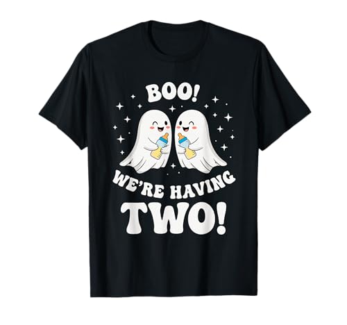 Niedliche Geister-Zwillinge Baby enthüllt Halloween passender Look T-Shirt von Adorable Halloween Ghost Baby Reveal Twins Theme