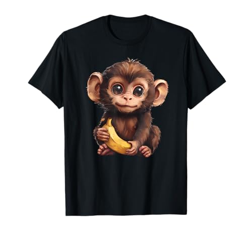 Baby Affe mit Banane Niedliches Affenbaby Design für Kinder T-Shirt von Adorable Jungle Animal Art Apparel