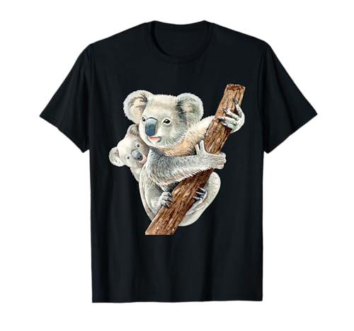 Niedlicher Koalabär und Baby, realistische Aquarellfarbe T-Shirt von Adorable Koalas Design Co.