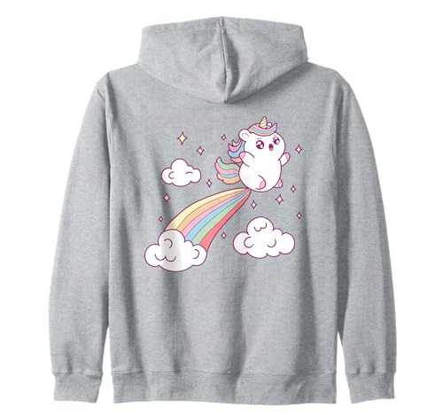 Einhorn für Mädchen Niedliches Regenbogen Magisches Einhorn Fliegend Kapuzenjacke von Adorable Magical Rainbow Unicorn Kawaii Gifts Co.