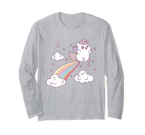 Einhorn für Mädchen Niedliches Regenbogen Magisches Einhorn Fliegend Langarmshirt von Adorable Magical Rainbow Unicorn Kawaii Gifts Co.