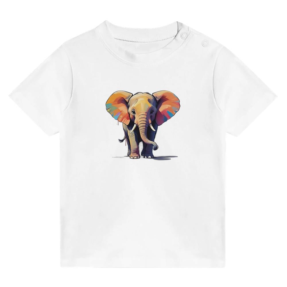 Baby Crewneck T-Shirt Elephant Colorful Animal von AdorableCutiepies