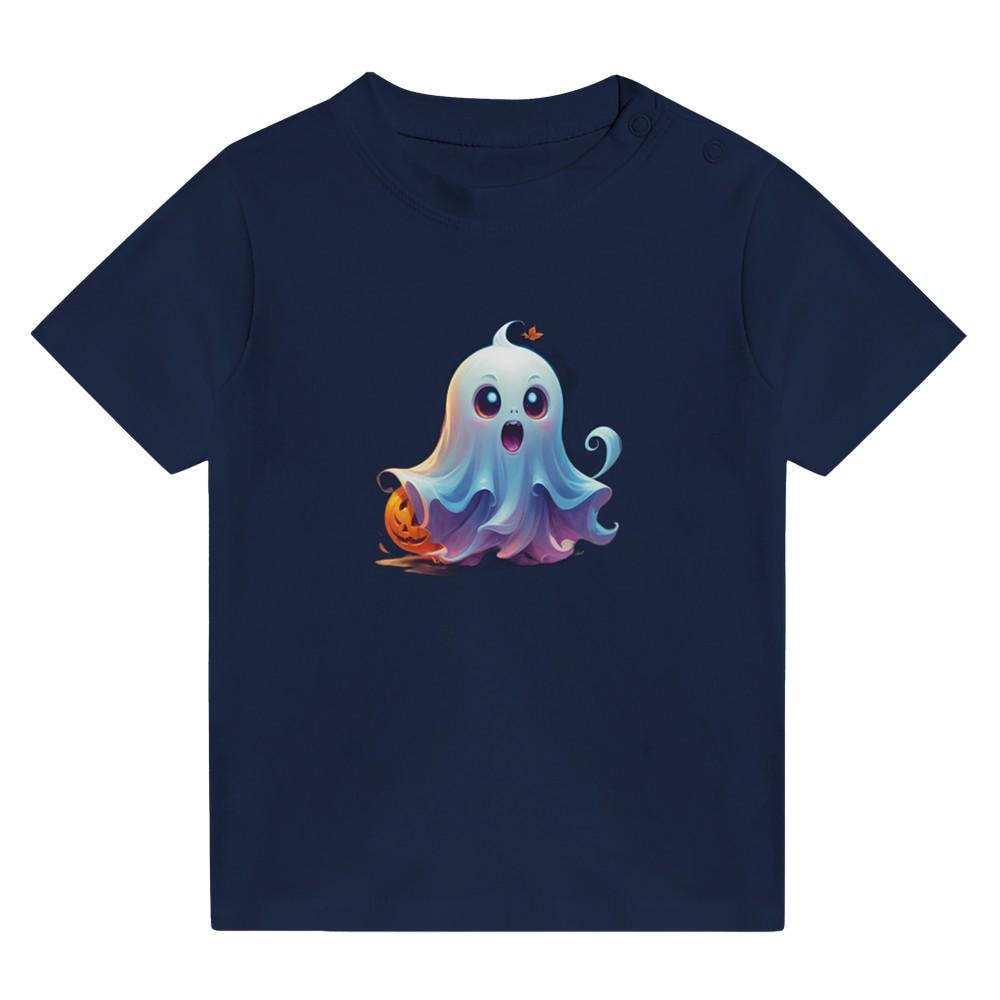 Baby Crewneck T-Shirt Halloween Ghost & Pumpkin von AdorableCutiepies