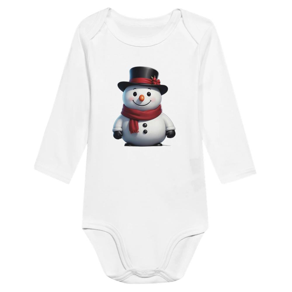 Baby Long Sleeve Bodysuit Snowman Christmas Holiday von AdorableCutiepies