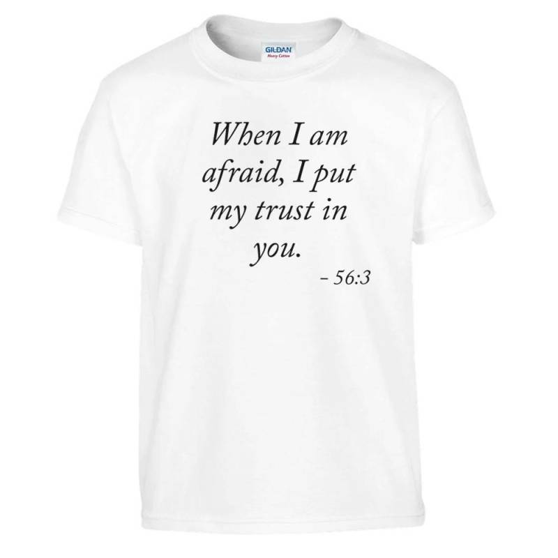 Christian Kids T-Shirt - "When I Am Afraid, Put My Trust in You" Faith-Based Gift For Boys & Girls Church Outfit Christians von AdorableCutiepies