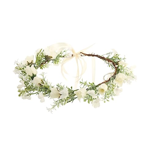 Adorainbow 1stk Weißes Blumenstirnband Blumenkrone Böhmischer Blumenkopfschmuck Baby-sonnenblumen-stirnband Blumenkopfschmuck Für Mädchen Mori-abteilung Plastik Kind Hochzeitsblumen von Adorainbow