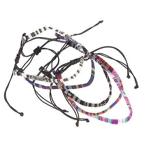 Adorainbow 5st Geflochtene Manschettenarmbänder Handgefertigte Armbänder Sommer-fußkettchen Für Damen Herren Armband Böhmisches Armband Für Männer Fräulein Handgefertigtes Seil Handbuch Stoff von Adorainbow