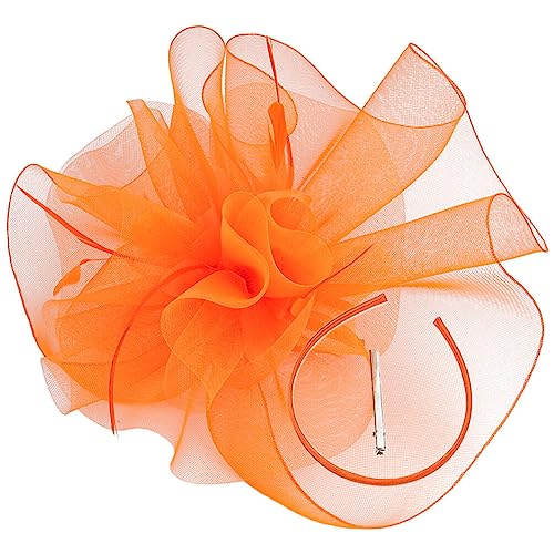 Adorainbow Hochzeitszubehör -Teeparty-Fascinator-Stirnband Braut-Kopfbedeckung Mit Stirnband Und Haarspange Orange Stirnbänder Für Damen von Adorainbow