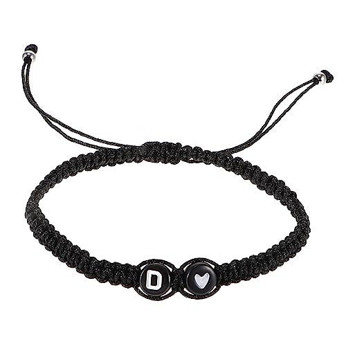 Adorainbow Schwarz-Weiß-Herz-Armband Beziehungsarmbänder Armband mit Herzanhänger schwarzes Seil Seilarmbänder Paar Armband geflochtene Handgelenkskette erste Armbänder Weben Schmuck Fräulein von Adorainbow