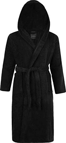 Adore Home 100% Baumwoll Bademantel - Frottierbademantel mit Schalkragen und Kapuze XXXL, Schwarz von Adore Home