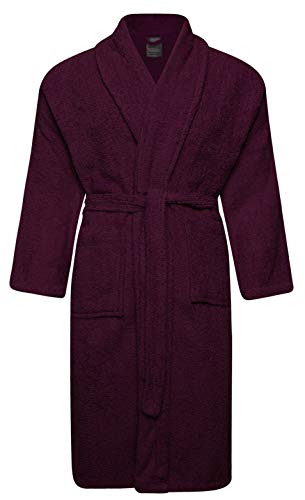 Adore Home Frottee Bademantel 100% Baumwolle für Damen & Herren - M, Aubergine von Adore Home