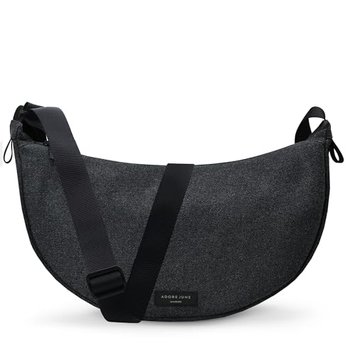 Adore June Moderne Moon Bag Vin Gefertigt in Europa, Umhängetasche für Damen und Herren, Verstellbarer Schultergurt, Wasserabweisendes Recyceltes Material von Adore June