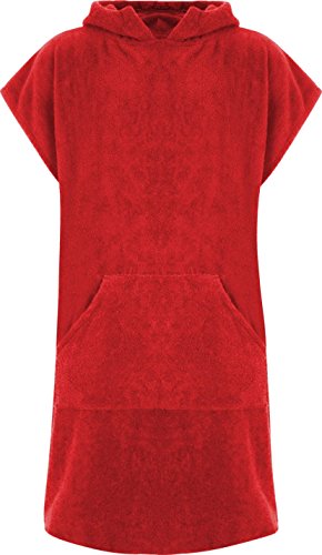 Adore Erwachsene 100% Baumwolle Bademantel Poncho mit Tasche Herren & Damen Frottiermantel Umkleidemantel Handtuch Schwimmen Surfen - (L/XL, Rot) von Adore