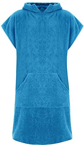 Für Kinder - Unisex 100% Baumwoll Bademantel Poncho mit Tasche Frottiermantel Handtuch Schwimmen Surfen - Alter 10-13, Aquamarin von Adore