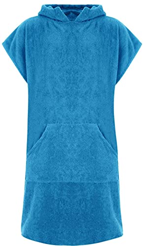 Für Kinder - Unisex 100% Baumwoll Bademantel Poncho mit Tasche Frottiermantel Handtuch Schwimmen Surfen - Alter 6-9, Aquamarin von Adore