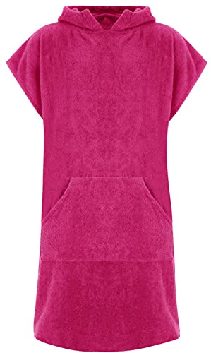 Für Kinder - Unisex 100% Baumwoll Bademantel Poncho mit Tasche Frottiermantel Handtuch Schwimmen Surfen - Alter 6-9, Rosa von Adore