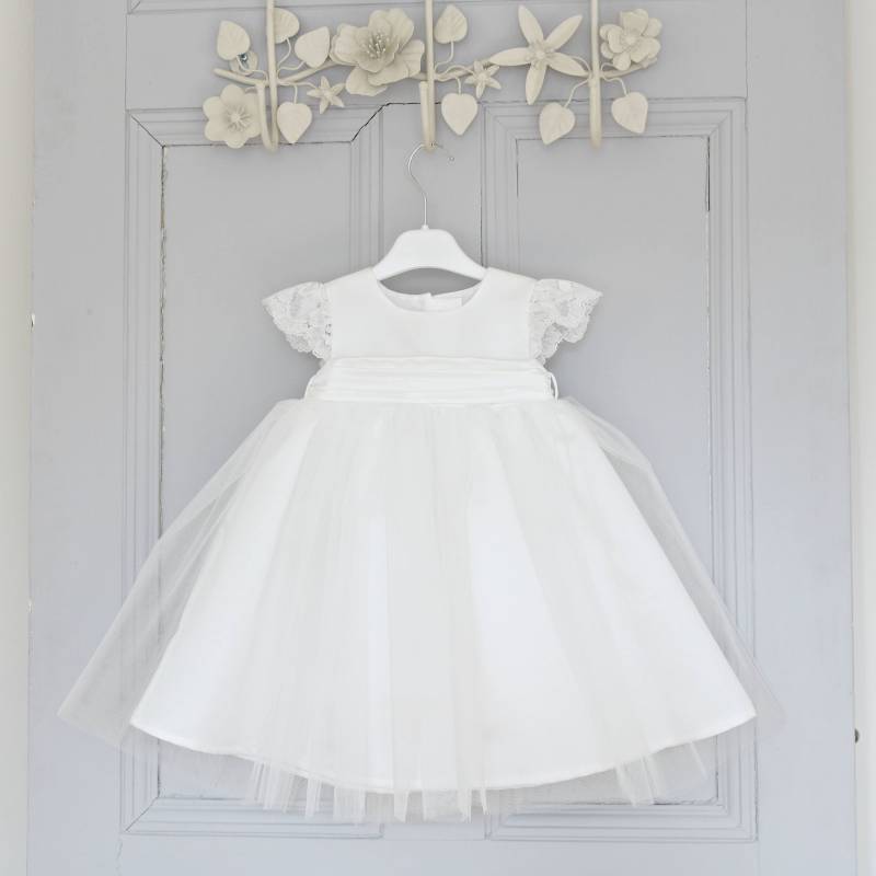 Duchess Satin Taufkleid Baby-Taufkleid Für Mädchen Mit Spitze - Holly von AdoreBabyChristening