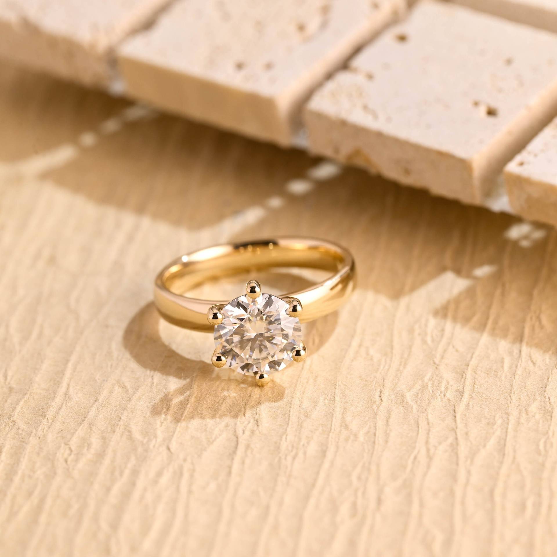 Massiver Gold Rundschliff Moissanit Verlobungsring, Solitär Versprechen Ring, Vorschlag Art-Deco-Ring, Jubiläumsgeschenk Für Frauen, Frau, Sie Massiver Gold Rundschliff Moissanit Verlobungsring, Solitär Versprechen Ring, Vorschlag Art-Deco-Ring, Jubiläumsgeschenk Für Frauen, Frau, Sie von Adorejeweller