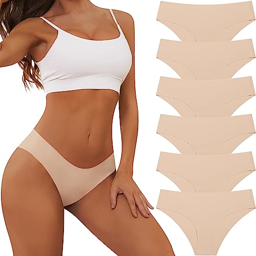 Adorel Damen Nahtlose Slips Unsichtbar Unterwäsche Hipster Panties 6er-Pack Hautfarbe M von Adorel