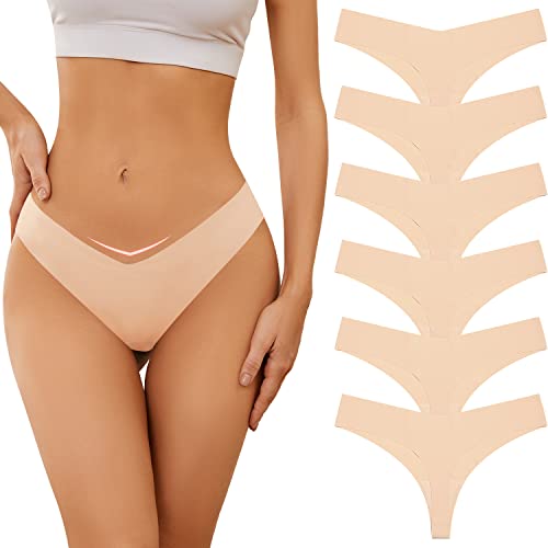 Adorel Damen Nahtlose Tangas Unsichtbar Slips Panties Unterwäsche 6er-Pack Hautfarbe L von Adorel