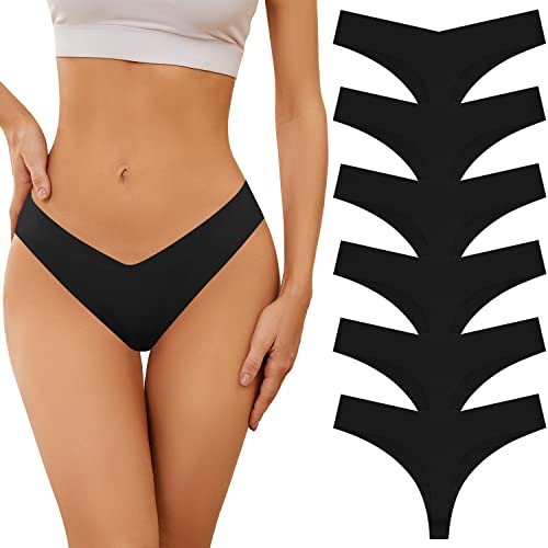 Adorel Damen Nahtlose Tangas Unsichtbar Slips Panties Unterwäsche 6er-Pack Schwarz L von Adorel