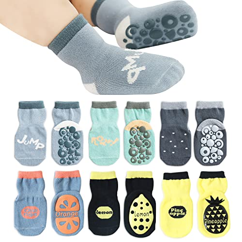 Adorel Baby Stoppersocken Baumwolle Antirutsch Krabbelsocken ABS Socken 6er-Pack Frucht 21-24 EU (Herstellergröße M) von Adorel