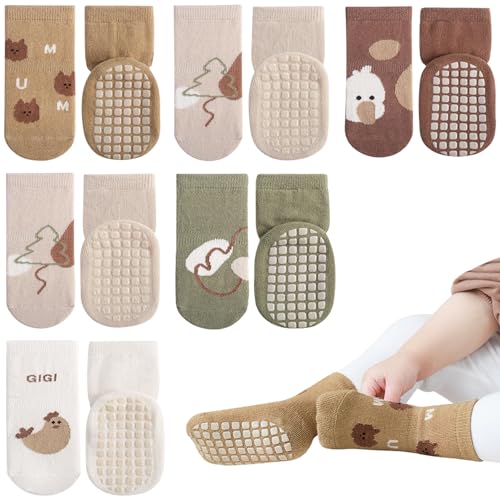 Adorel Baby Stoppersocken Baumwolle Antirutsch Krabbelsocken ABS Socken 6er-Pack Natur 16-20 EU (Herstellergröße S) von Adorel