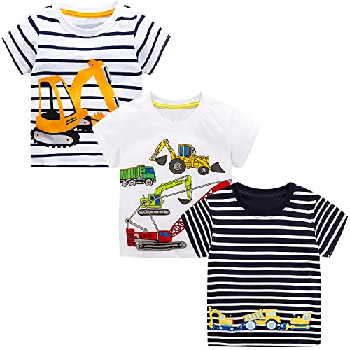 Adorel Jungen T-Shirt Baumwolle Kurzarm Oberteile Sommer Tops 3er-Pack Stadt Abenteuer 122 EU (Herstellergröße 7T) von Adorel