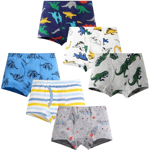 Adorel Jungen Unterhosen Baumwolle Boxershorts 6er-Pack Dino Fantasie 116 (Herstellergröße 120) von Adorel