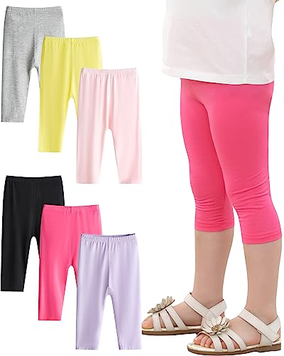 Adorel Mädchen Capri Leggings Sommer Kurz 3/4 Hosen Radlerhosen Shorts 6er-Pack Mehrfarbig 110 (Herstellergröße 110) von Adorel