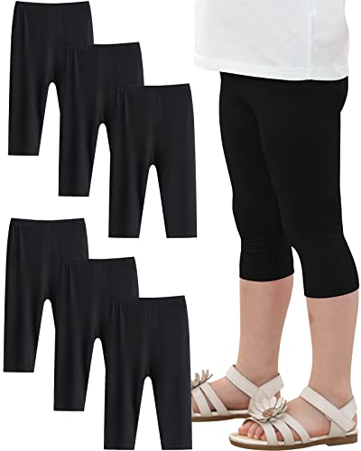 Adorel Mädchen Capri Leggings Sommer Kurz 3/4 Hosen Radlerhosen Shorts 6er-Pack Schwarz 116-122 (Herstellergröße 120) von Adorel