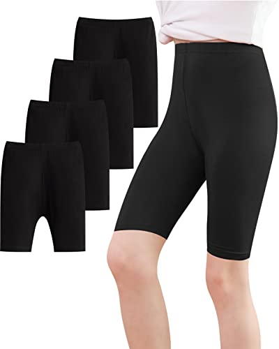 Adorel Mädchen Kurze Leggings Sommer Dünn Shorts Hosen Radlerhosen 4er-Pack Schwarz 134-140 EU (Herstellergröße 140) von Adorel