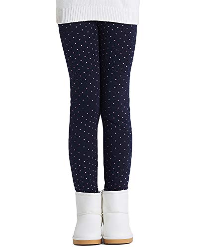 Adorel Mädchen Thermo Leggings Baumwolle Gefütterte Winter Warme Dicke Hosen Dunkelblau Tupfen 116 EU (Herstellergröße 120) von Adorel