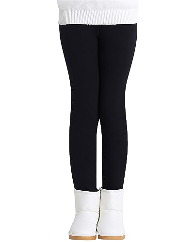 Adorel Mädchen Thermo Leggings Baumwolle Gefütterte Winter Warme Dicke Hosen Schwarz 116 EU (Herstellergröße 120) von Adorel