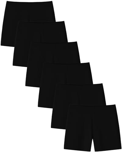 Adorel Mädchen Leggings Kurz Baumwolle Sommer Shorts Hosen Unterrock 6er-Pack Schwarz 122-128 EU (Herstellergröße 150) von Adorel