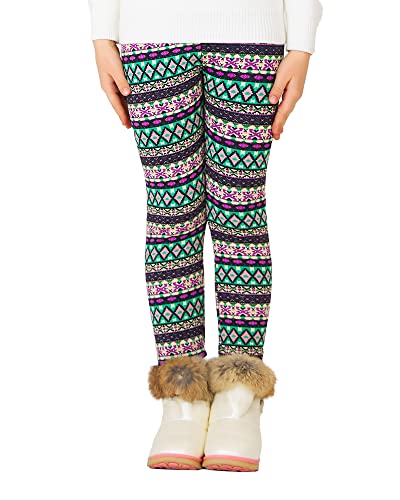 Adorel Mädchen Leggings Winter Gefüttert Dick Hosen Grün Karo 128 EU (Herstellergröße 130) von Adorel