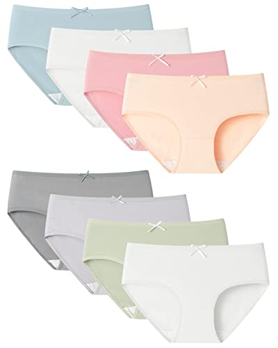 Adorel Mädchen Slips Baumwolle Teen Schleife Unterwäsche Unterhosen 8er-Pack Mehrfarbig 152-158 EU (Herstellergröße L) von Adorel
