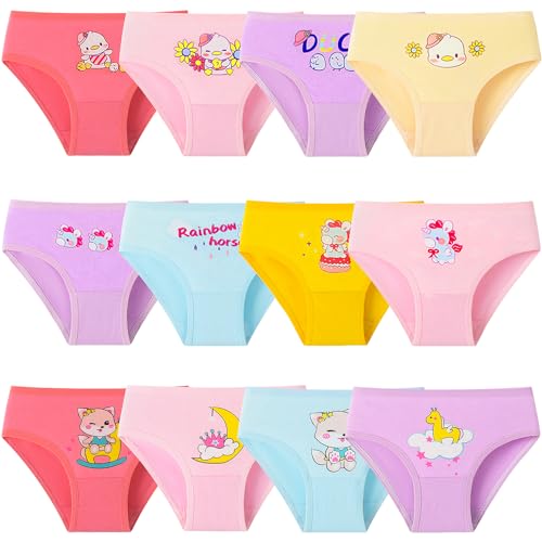 Adorel Mädchen Slips Baumwolle Unterhosen Höschen 12er-Pack Tier Fantasie 122-128 EU (Herstellergröße L) von Adorel