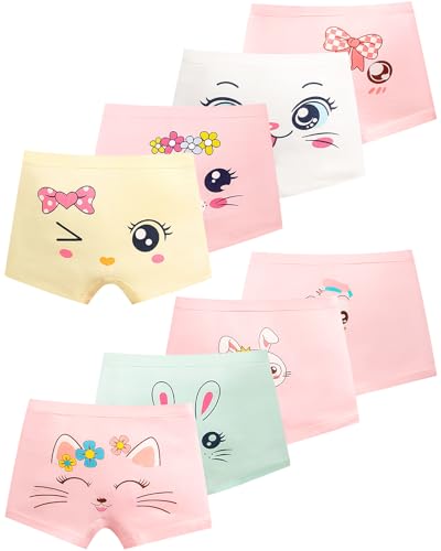 Adorel Mädchen Unterhosen Baumwolle Boxershorts Panty Unterwäsche 8er-Pack Katze & Häschen 146 EU (Herstellergröße 3XL) von Adorel