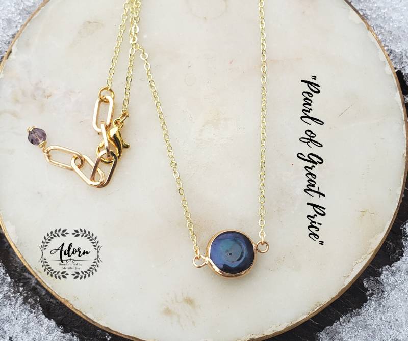 Perle Von Großem Preis - Eine Zierliche Kette Echte Mit 2 "Büroklammer-Extender Schmücken Handgefertigt Merrilee Joy von AdornHandcrafted