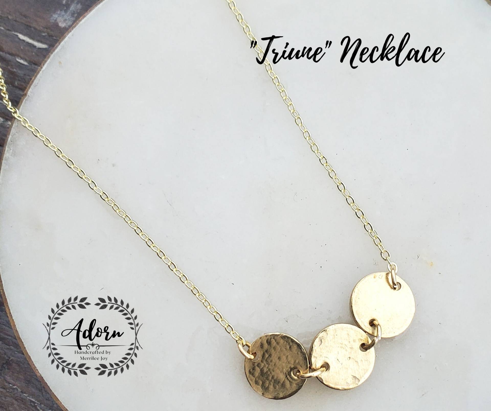 Triune Halskette - 3 Messingscheiben Nach Wahl 14-18" Kette Adorn Handarbeit Von Merrilee Joy Triune Halskette - 3 Messingscheiben Nach Wahl 14-18" Kette Adorn Handarbeit Von Merrilee Joy von AdornHandcrafted