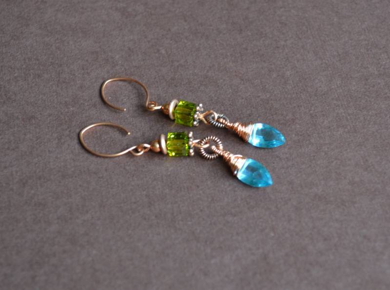 Grün Blau Swarovski Ohrringe Grün Blau Swarovski Ohrringe von AdornMeNow